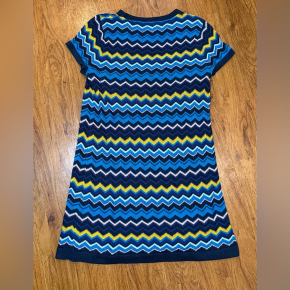 Missoni Dress Blue & Yellow Knit Sweater Women's Sz M Coogi Style Authentic - Picture 2 of 7